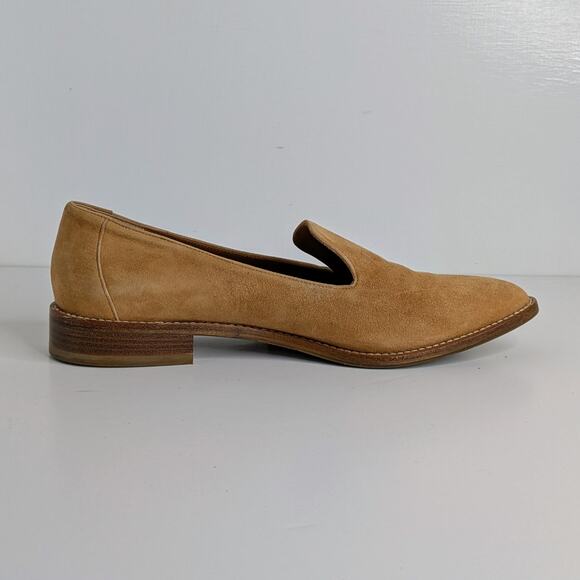 Aquatalia Golda Suede Loafers 8.5 Tan Flats Minimalist Quiet Luxury Weatherproof - Picture 6 of 12